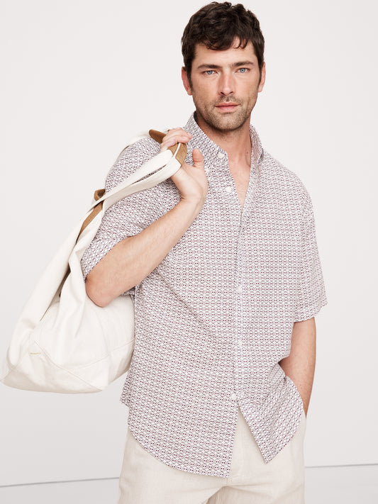 Relaxed-Fit Summerweight Cotton Short-Sleeve Shirt