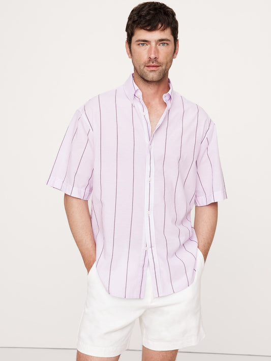 Relaxed-Fit Summerweight Cotton Short-Sleeve Shirt