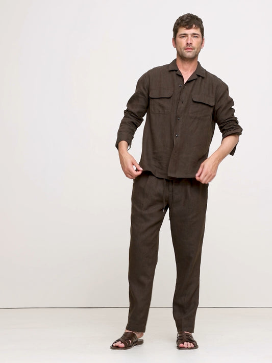 Straight Linen Pull-On Pant