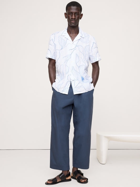 Standard-Fit Embroidered Linen Resort Shirt