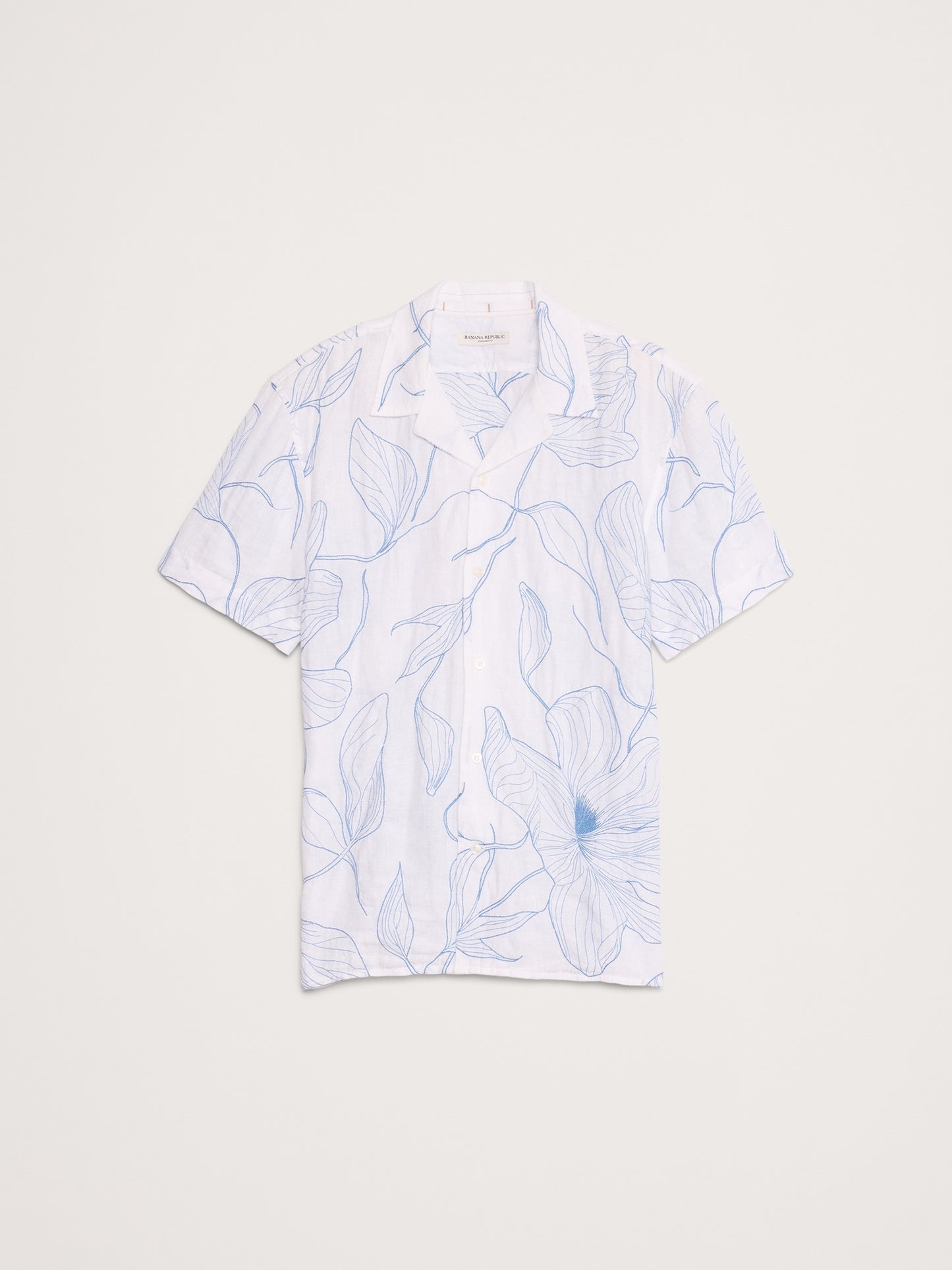 Standard-Fit Embroidered Linen Resort Shirt