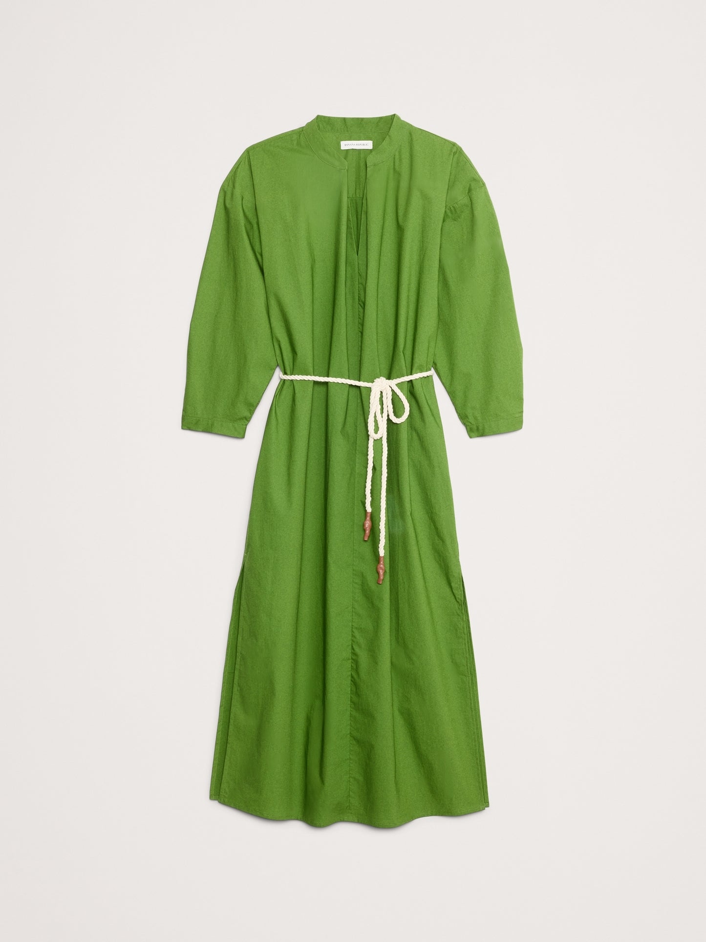 Cotton Poplin Split-Neck Shirt Dress