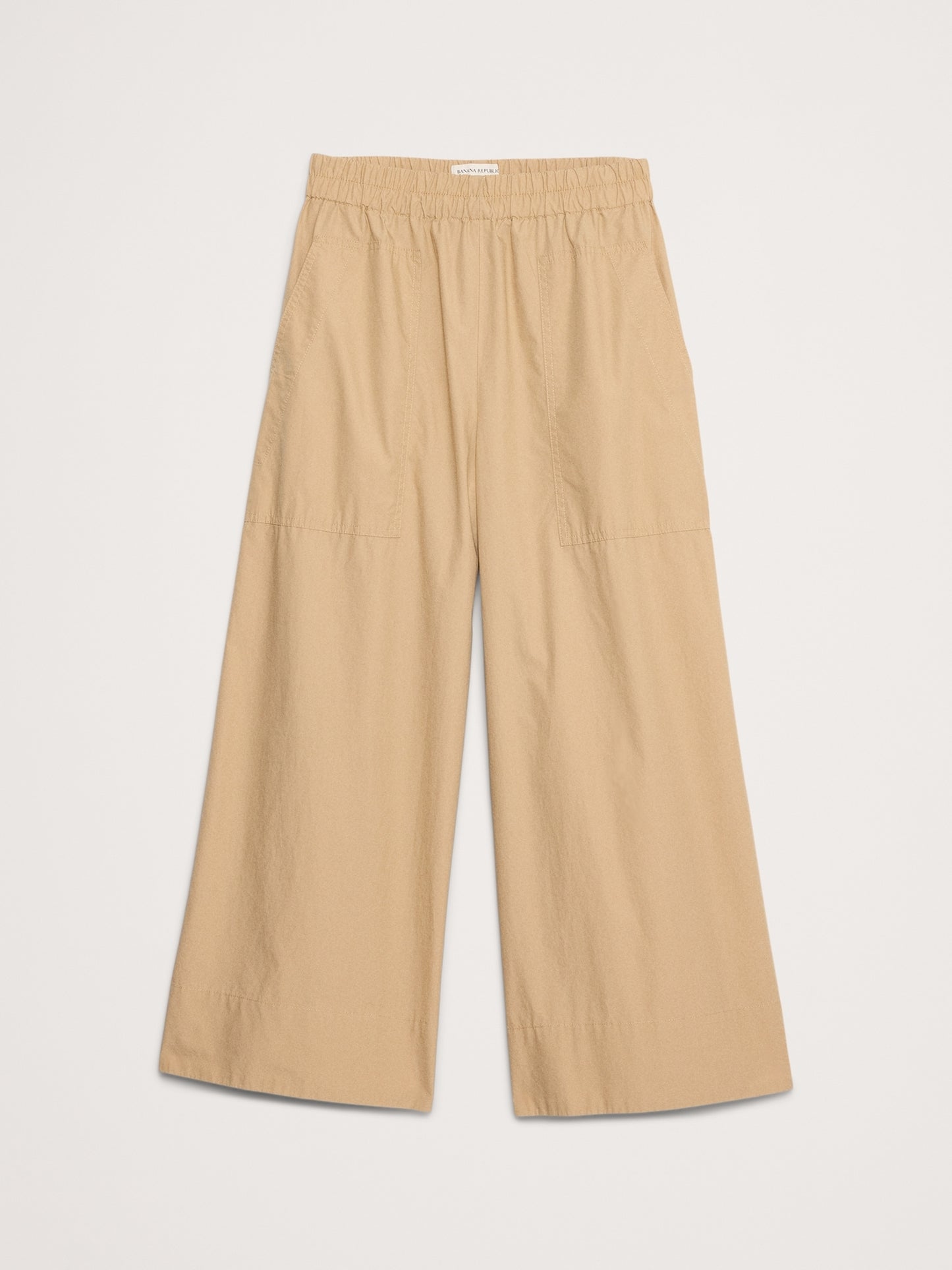 Wide-Leg Cotton Poplin Pull-On Ankle Pant