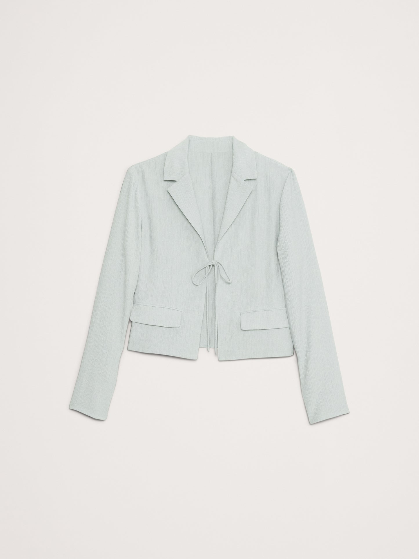 Crinkle Tie-Front Cropped Blazer