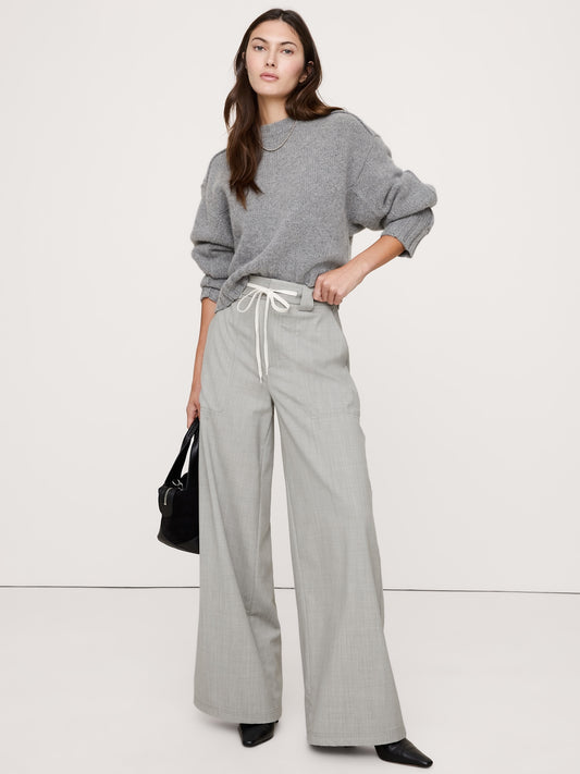 High-Rise Wide-Leg Italian Wool Pant