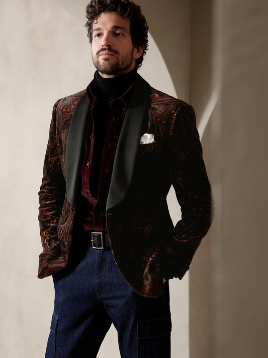 Valois Paisley Velvet Blazer