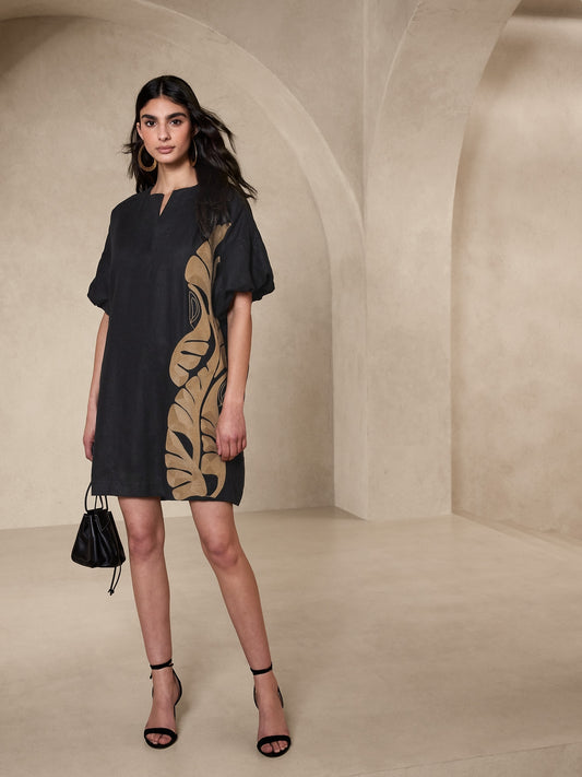 Botanica Embroidered Linen Mini Dress