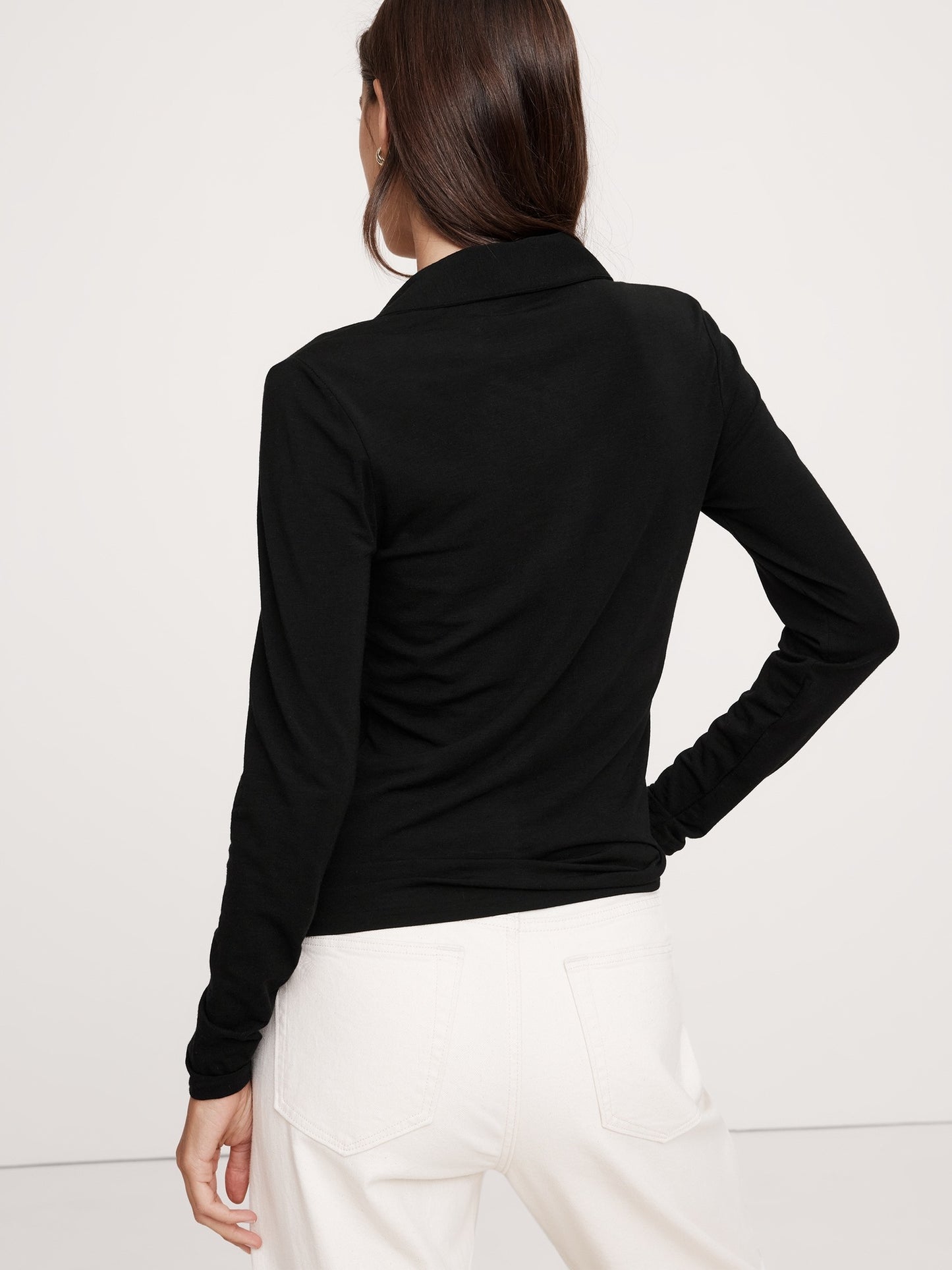 Wool-Blend Polo Top