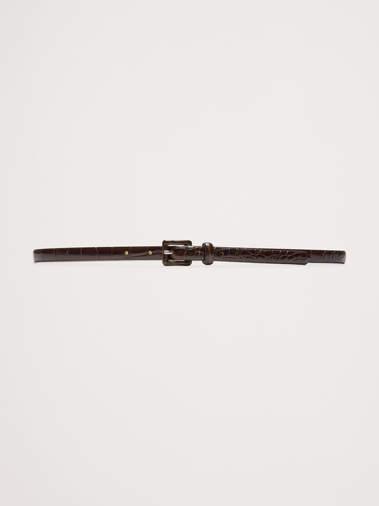 Embossed Leather Skinny Belt