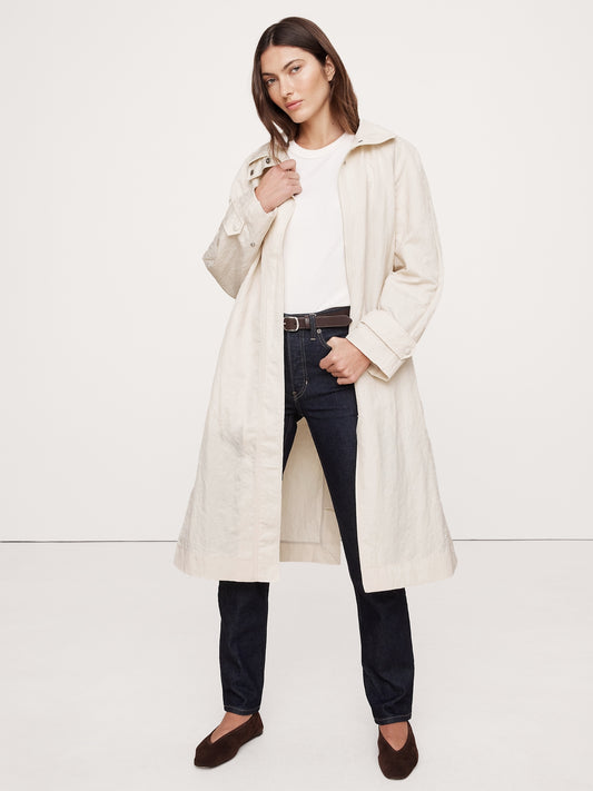 Water-Resistant Coat with Bucket Hat