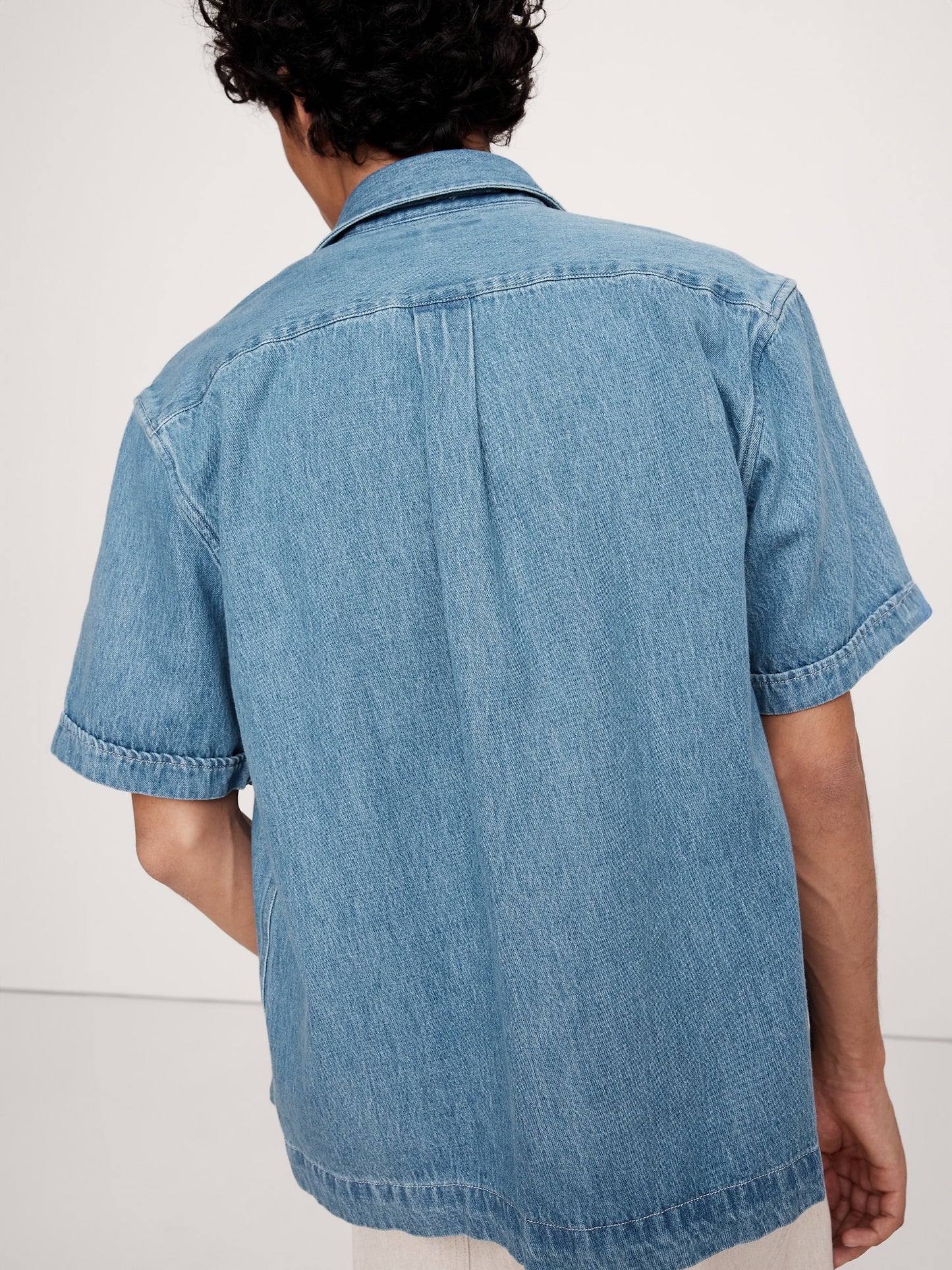 Relaxed-Fit Denim Short-Sleeve Shirt