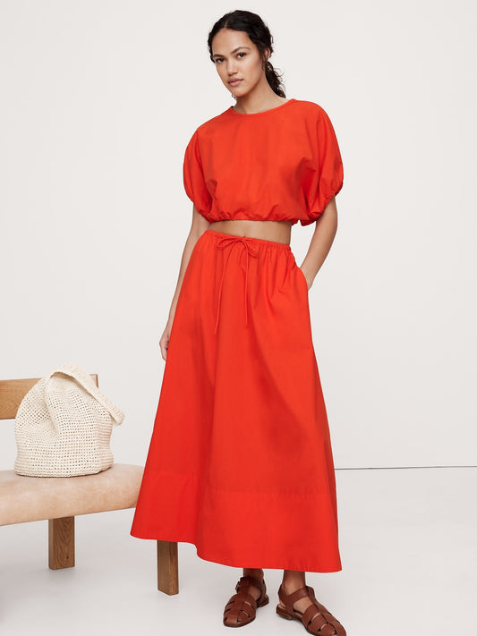 Cotton Poplin Maxi Skirt