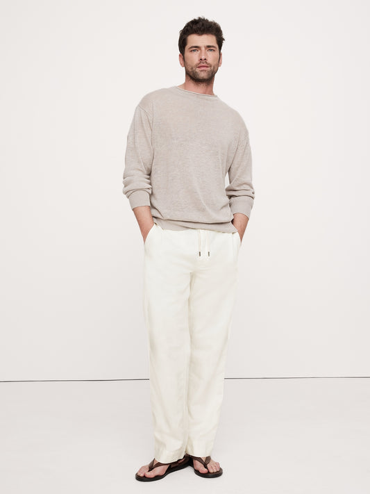 Relaxed Linen-Cotton Pull-On Beach Pant