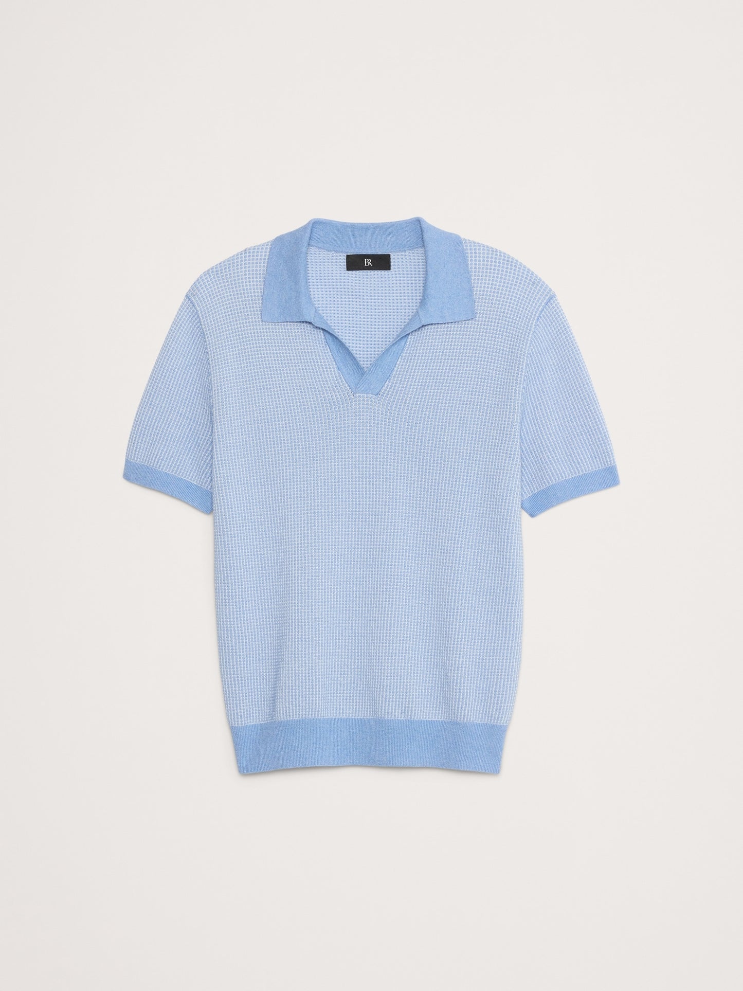 Cotton-Linen Johnny-Collar Sweater Polo
