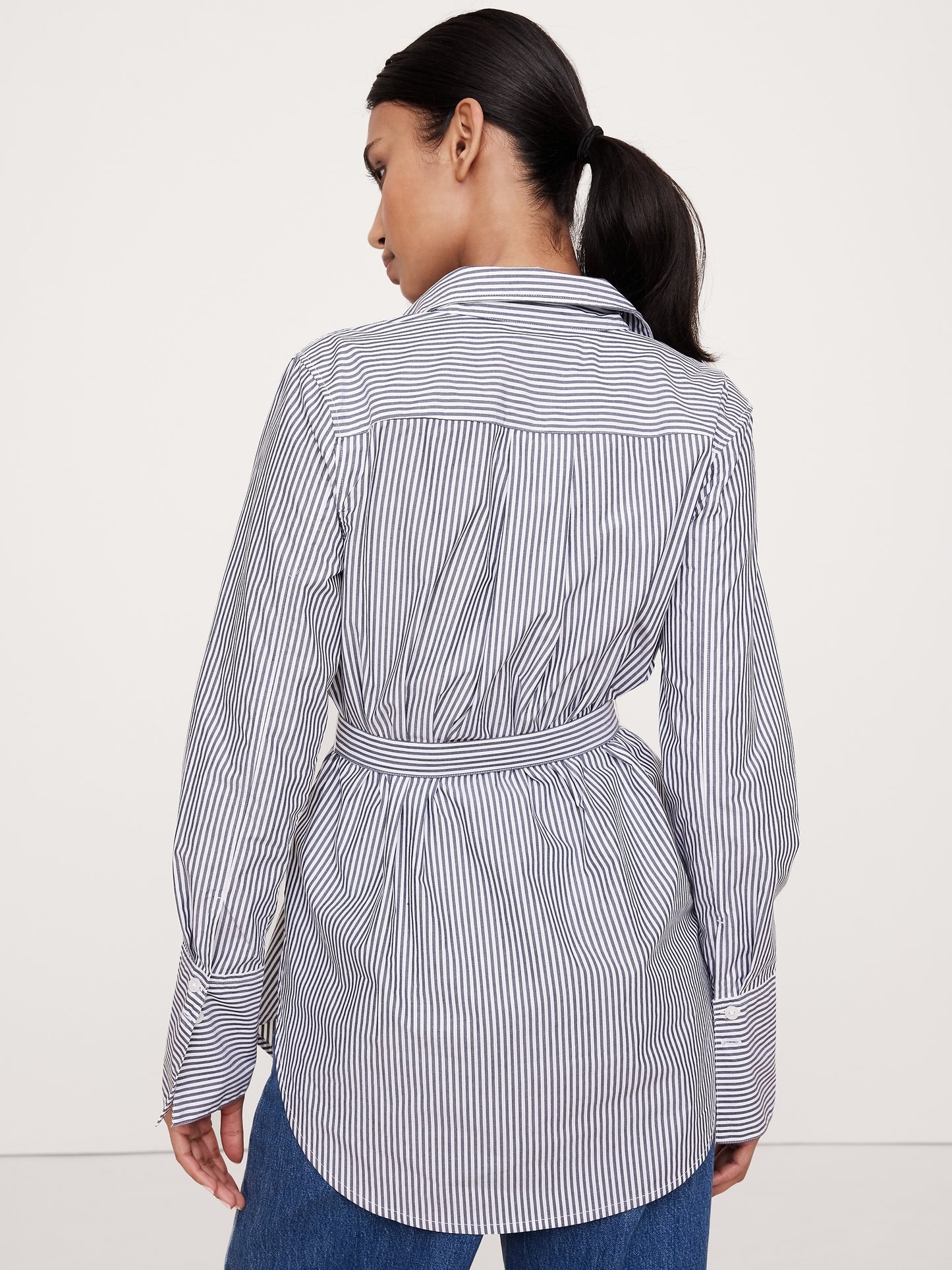 Cotton Poplin Belted Tunic Shirt