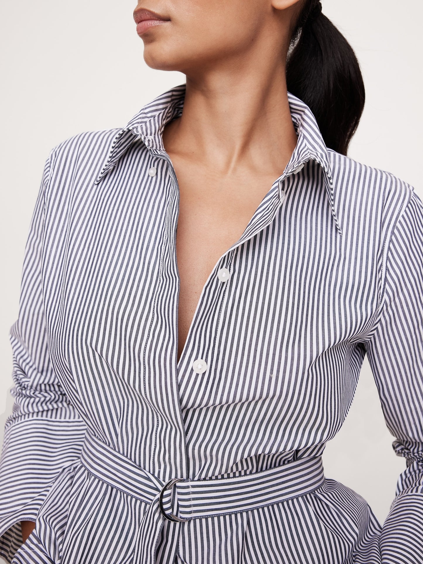 Cotton Poplin Belted Tunic Shirt