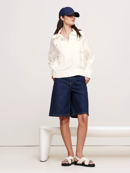 Oversized Viscose-Linen Popover