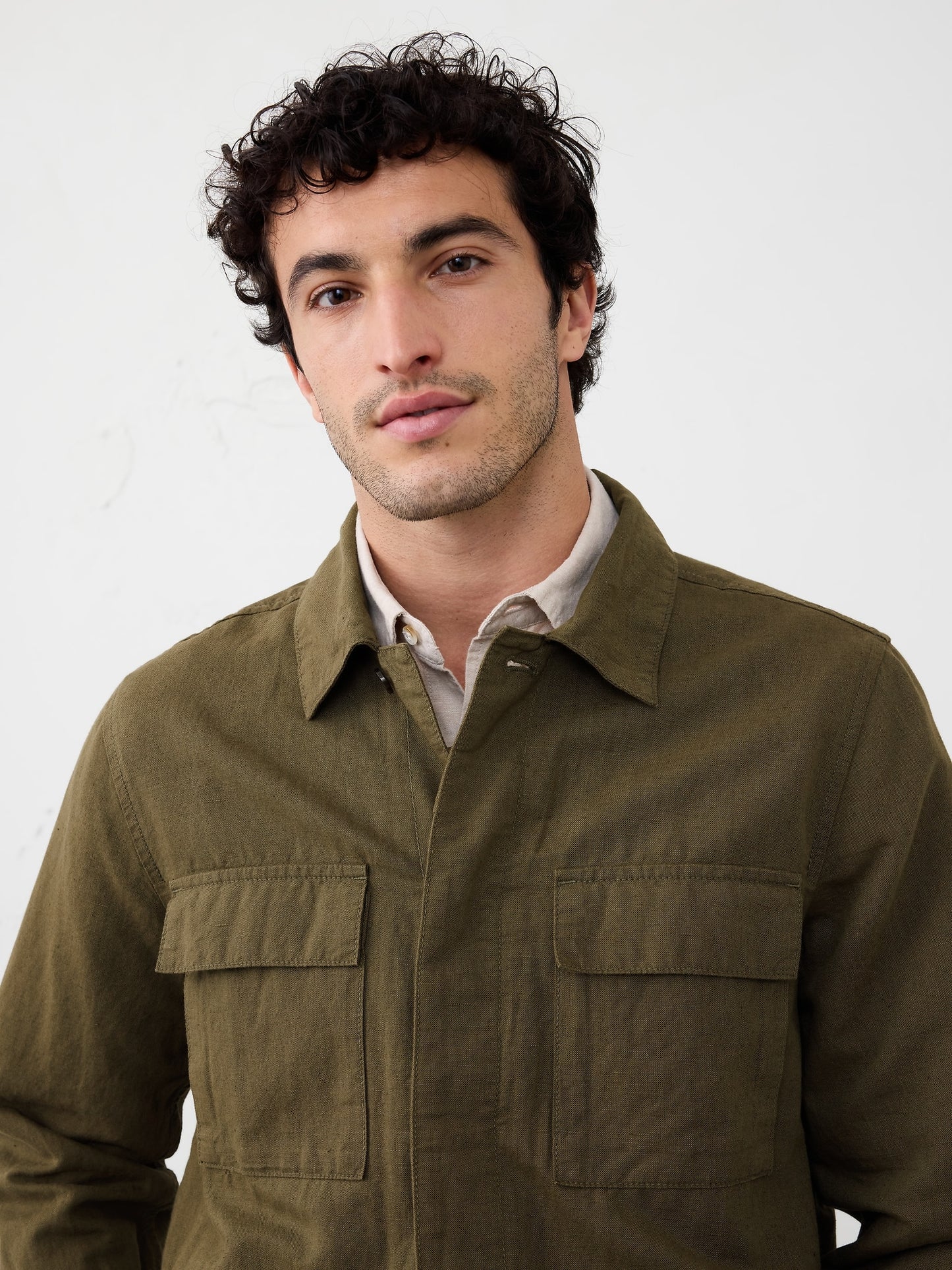 Linen-Blend Field Jacket