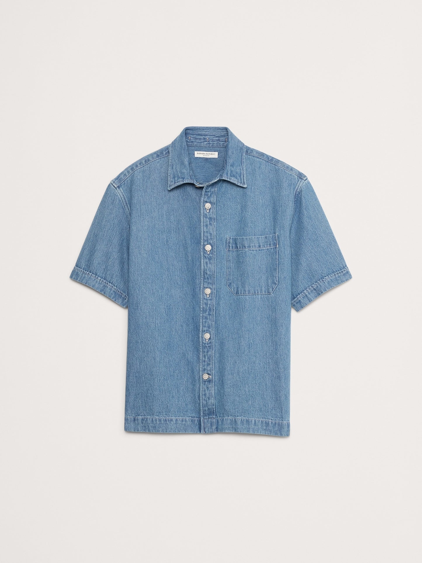 Relaxed-Fit Denim Short-Sleeve Shirt