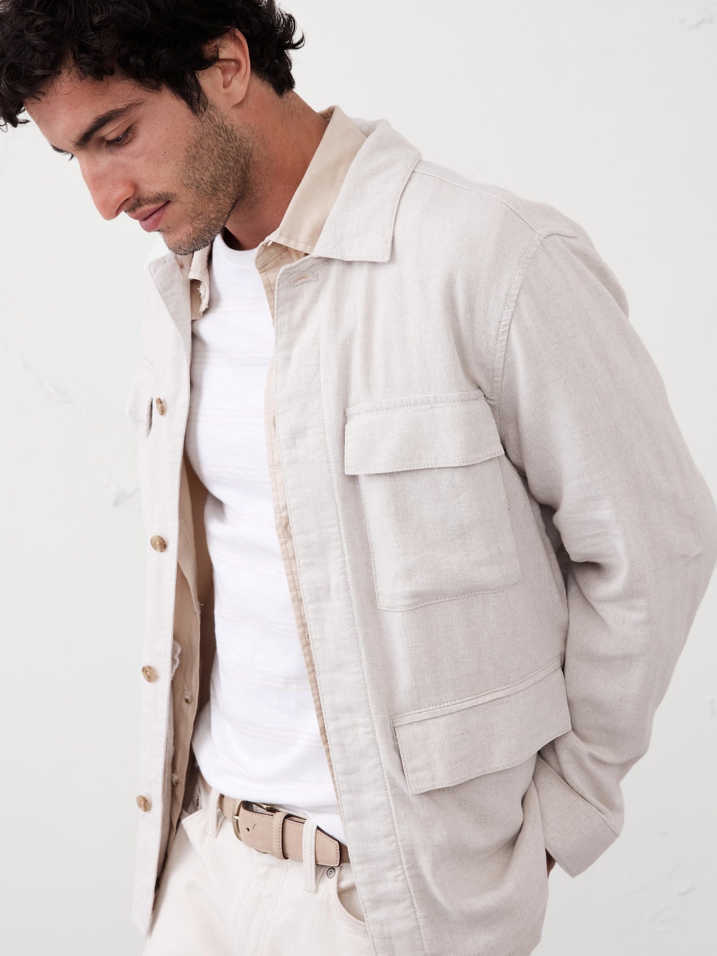 Linen-Blend Field Jacket