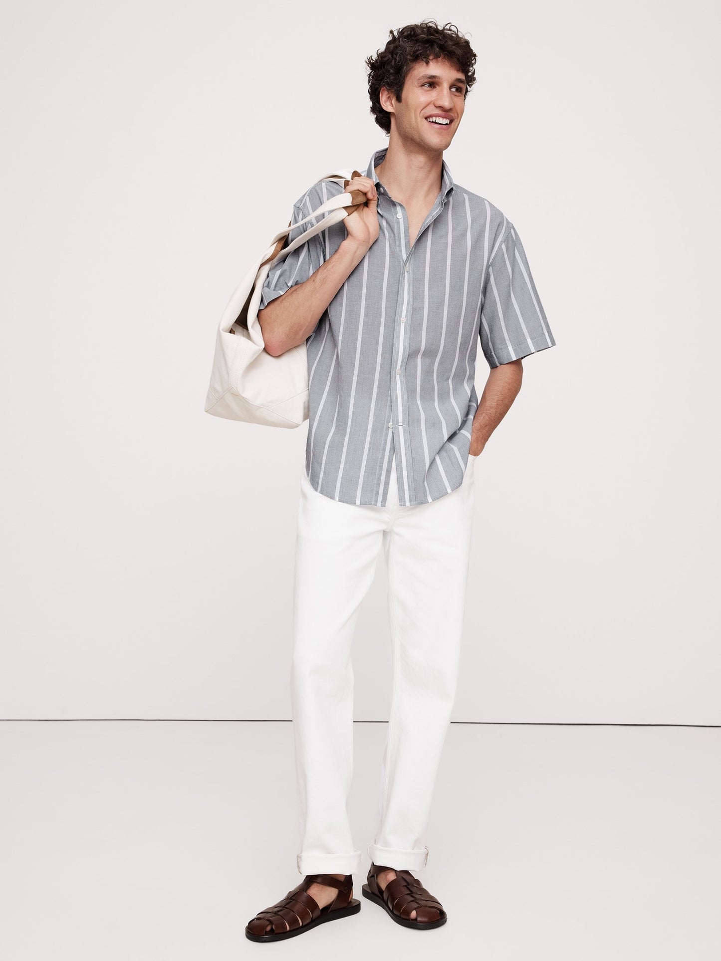 Relaxed-Fit Summerweight Cotton Short-Sleeve Shirt
