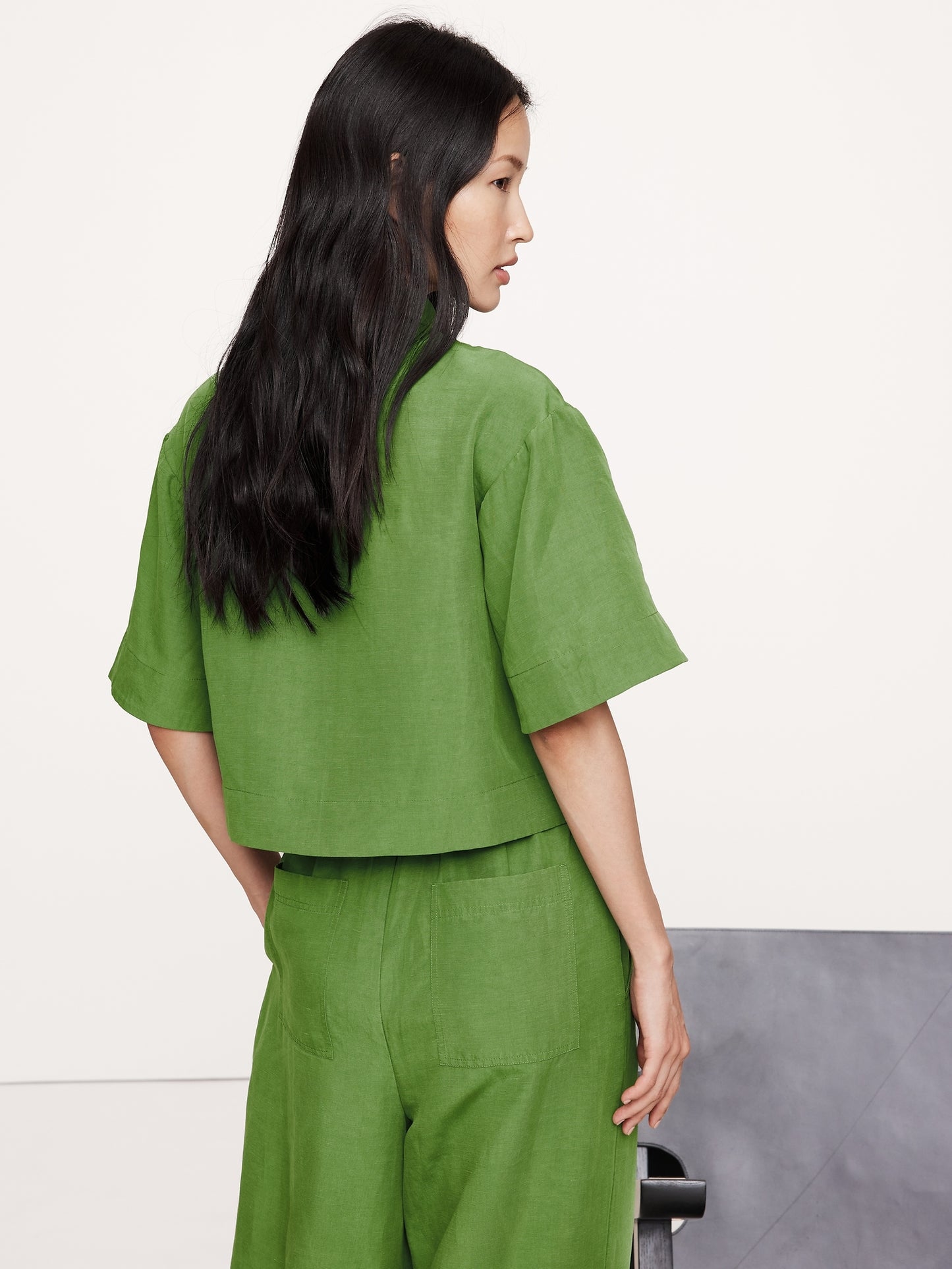 Embroidered Tencel™ -Linen Tie-Front Top