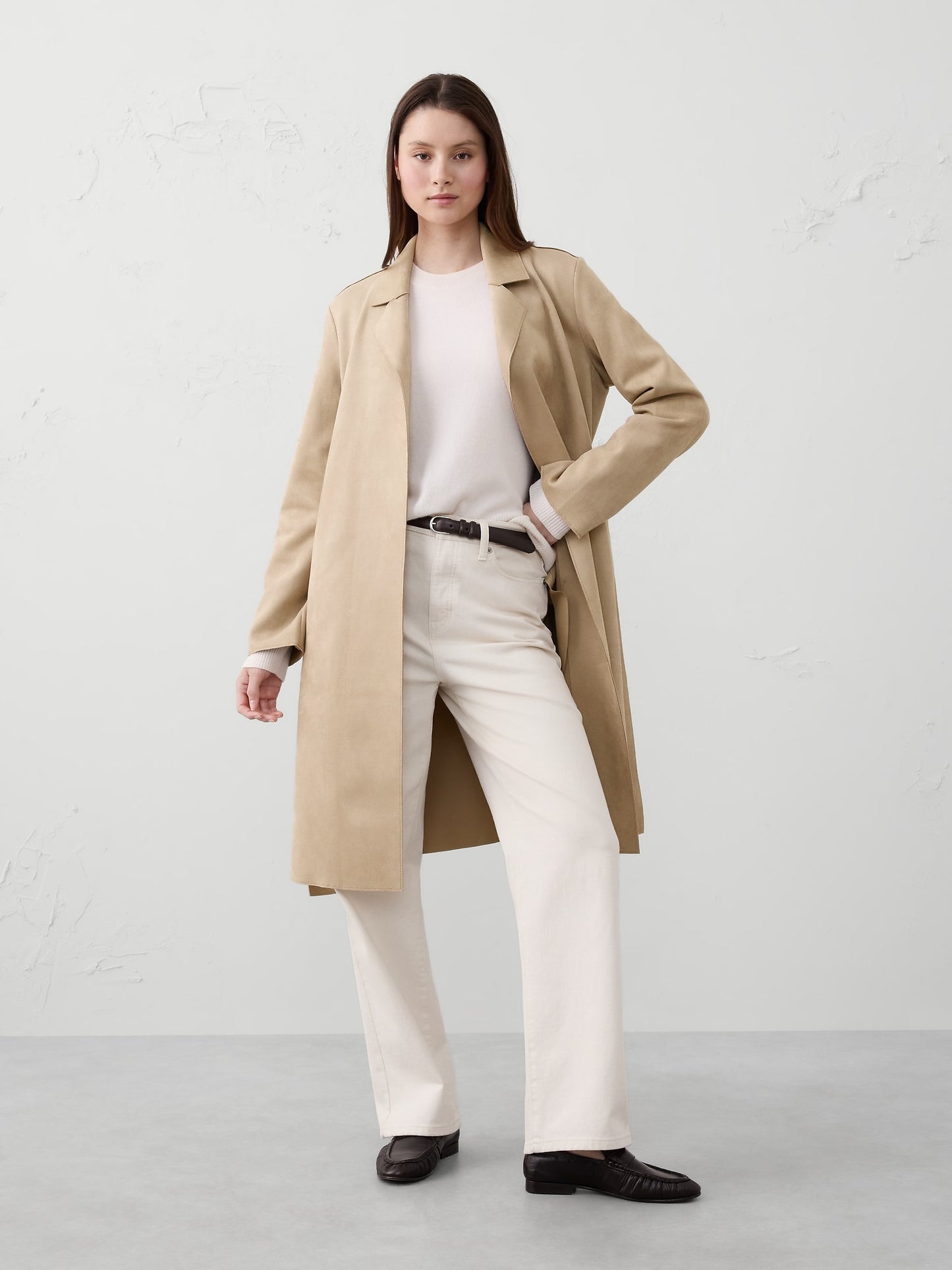 Vegan Suede Long Wrap Coat
