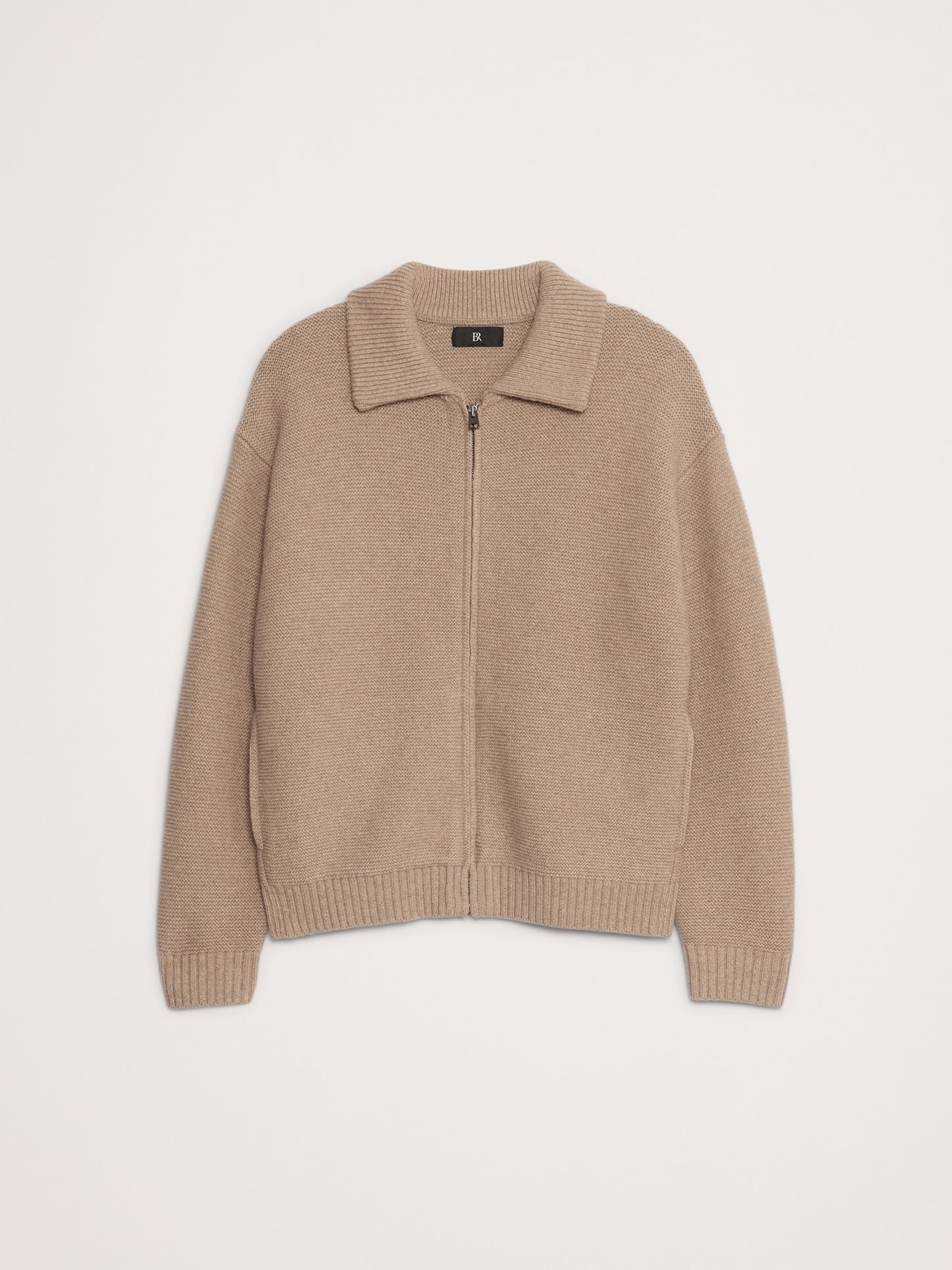Italian Merino-Blend Ribbed Sweater Jacket