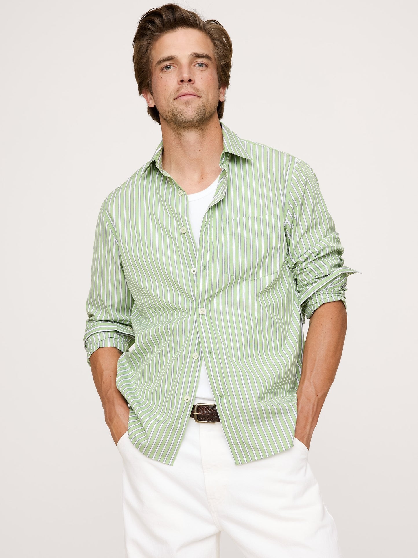 Standard-Fit Washed Cotton Poplin Shirt
