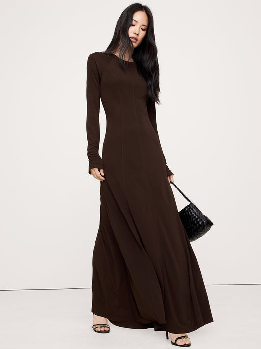 Paneled Knit Maxi Dress