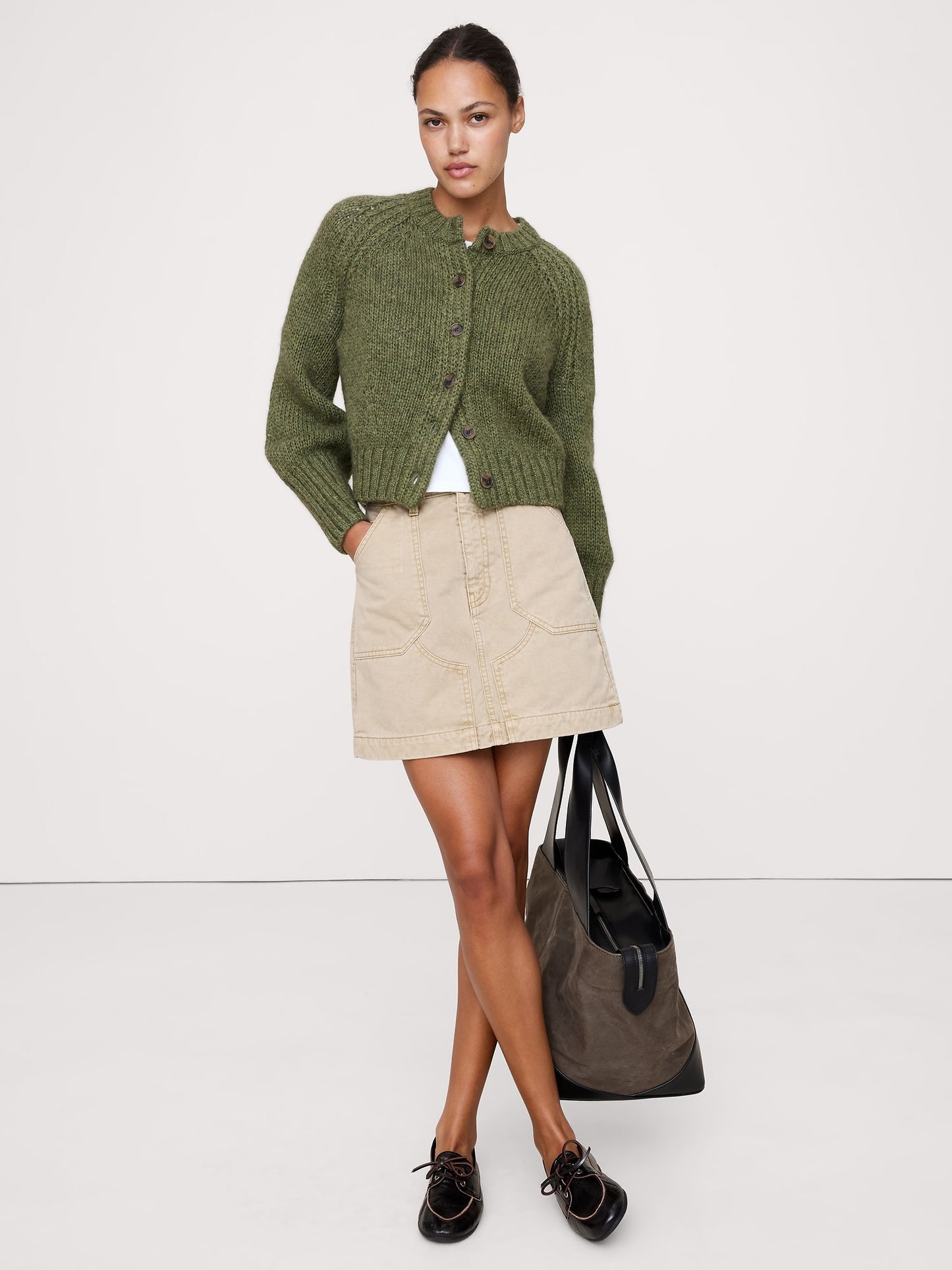 Cotton-Alpaca-Merino Raglan Cardigan