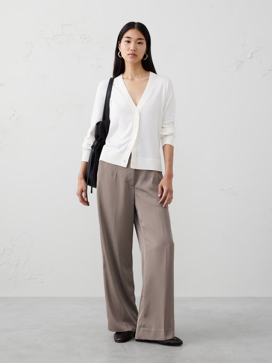 Wide-Leg High-Rise Satin Trouser