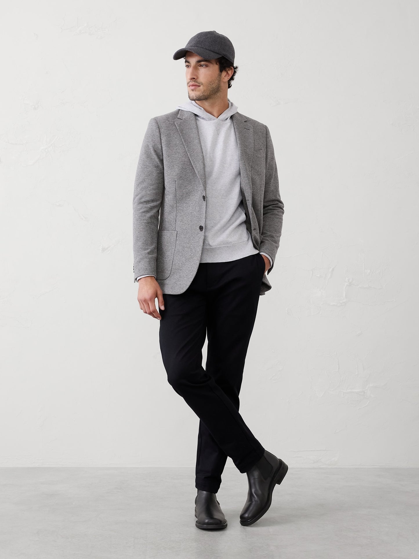 Tailored-Fit Knit Mini Houndstooth Jacket