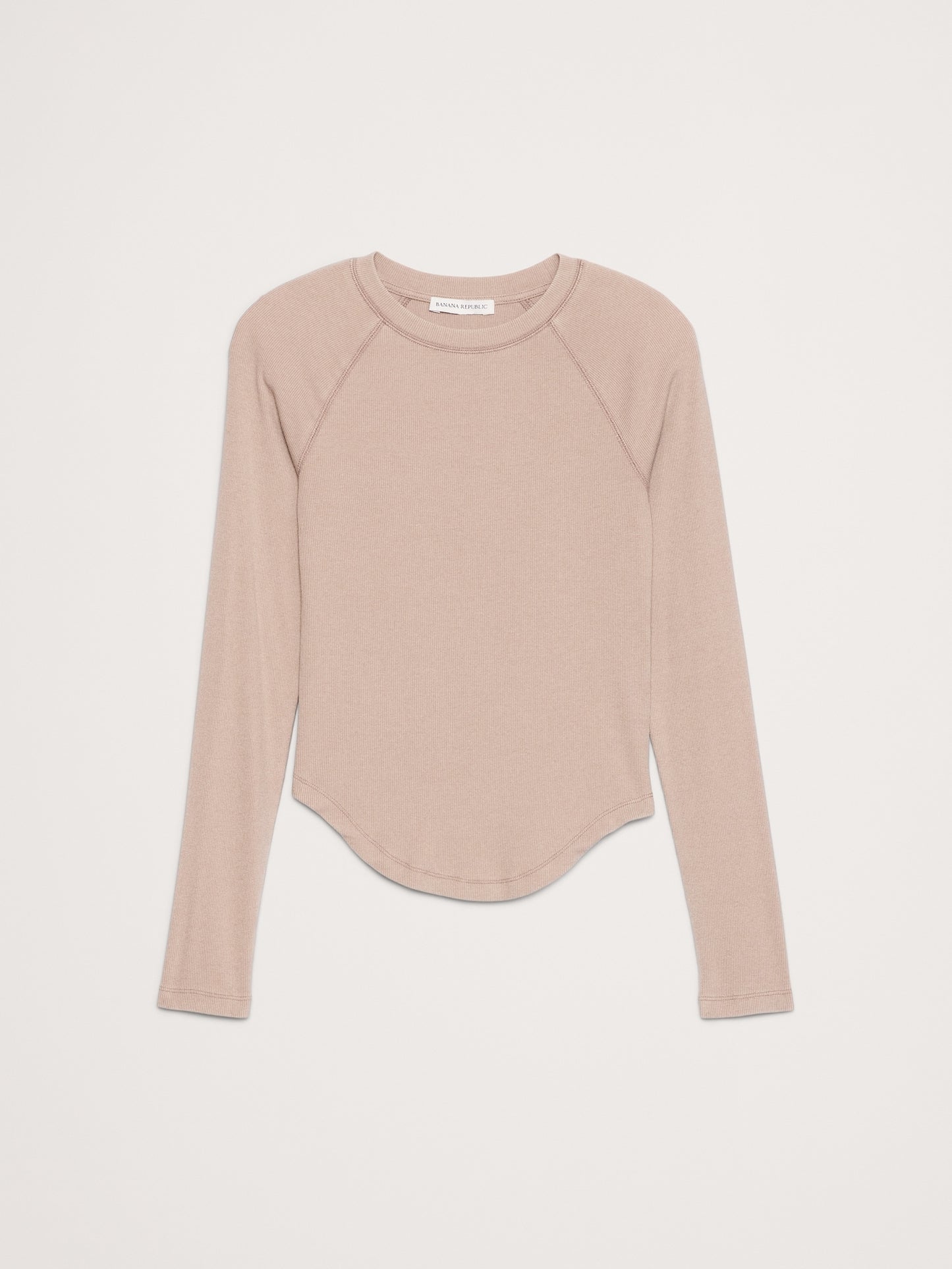 Ribbed Curved-Hem T-Shirt