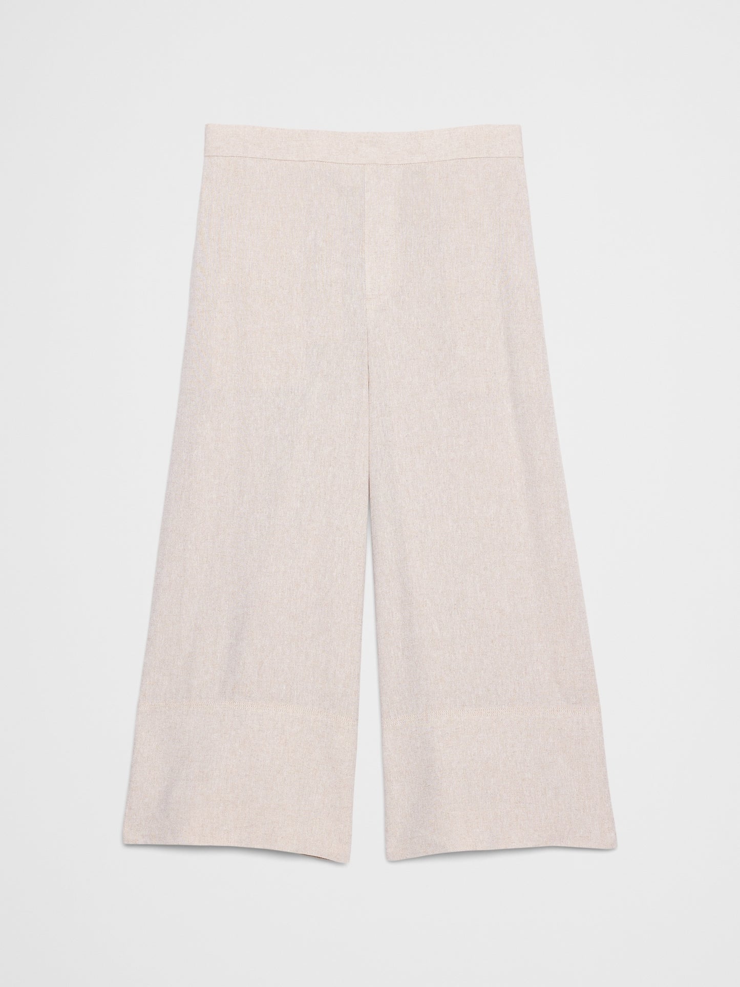 Wide-Leg High-Rise Linen-Blend Cropped Pull-On Pant