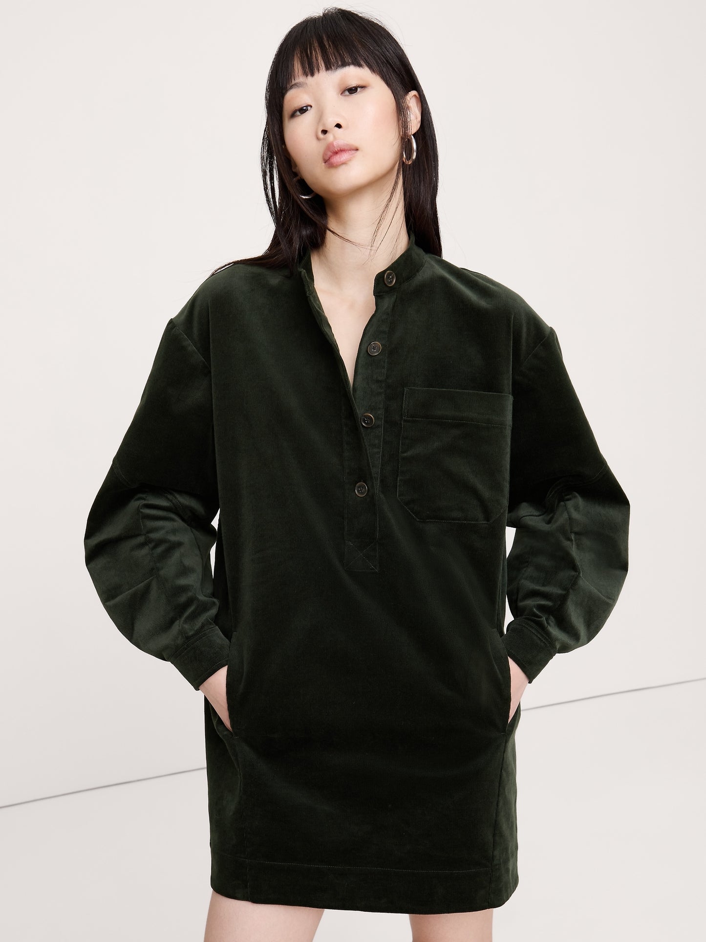 Corduroy Popover Shift Dress