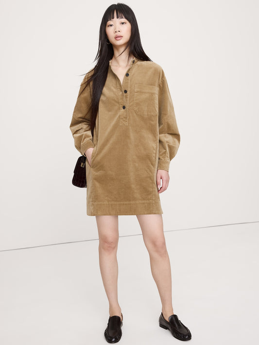 Corduroy Popover Shift Dress
