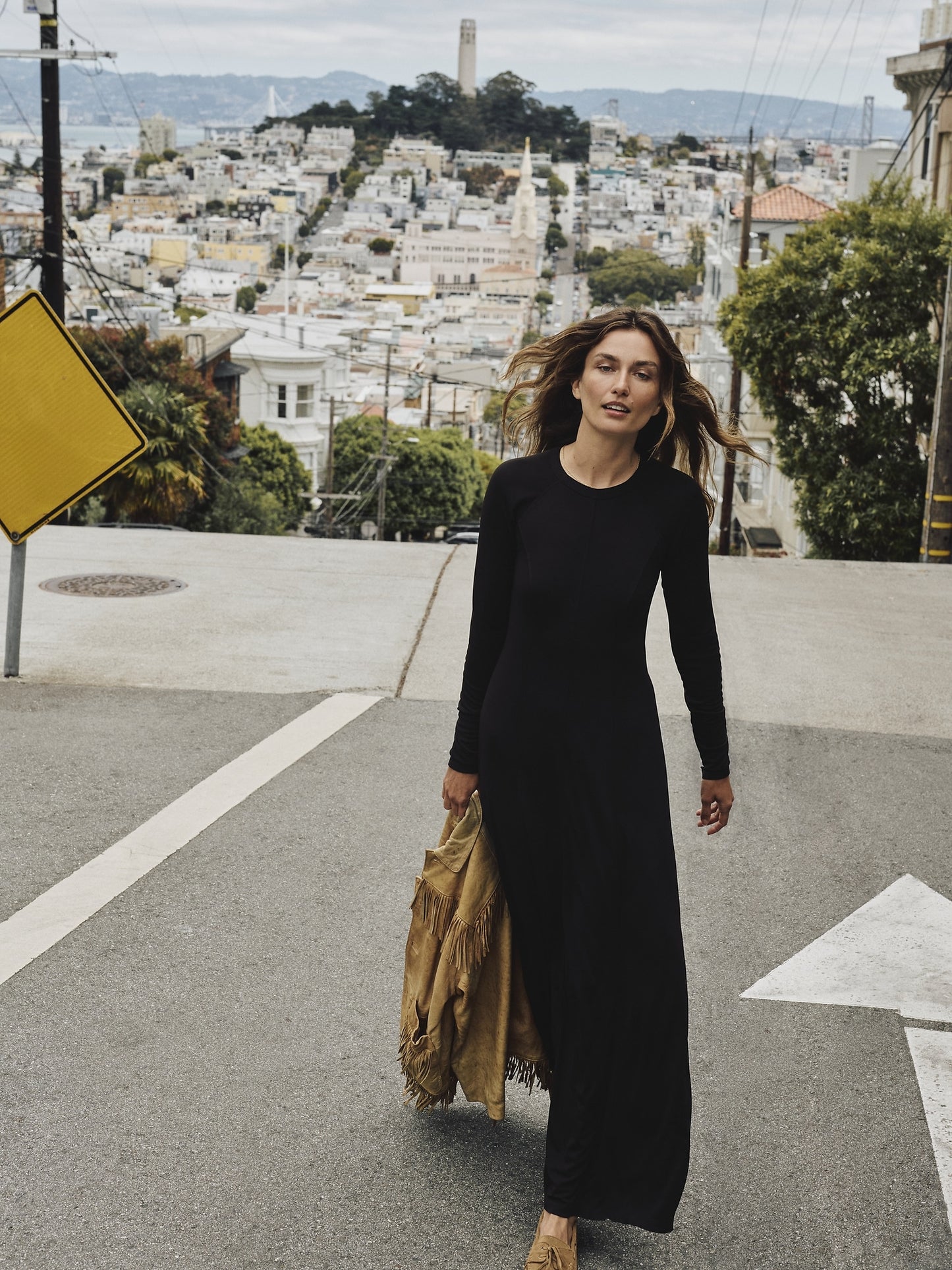 Paneled Knit Maxi Dress