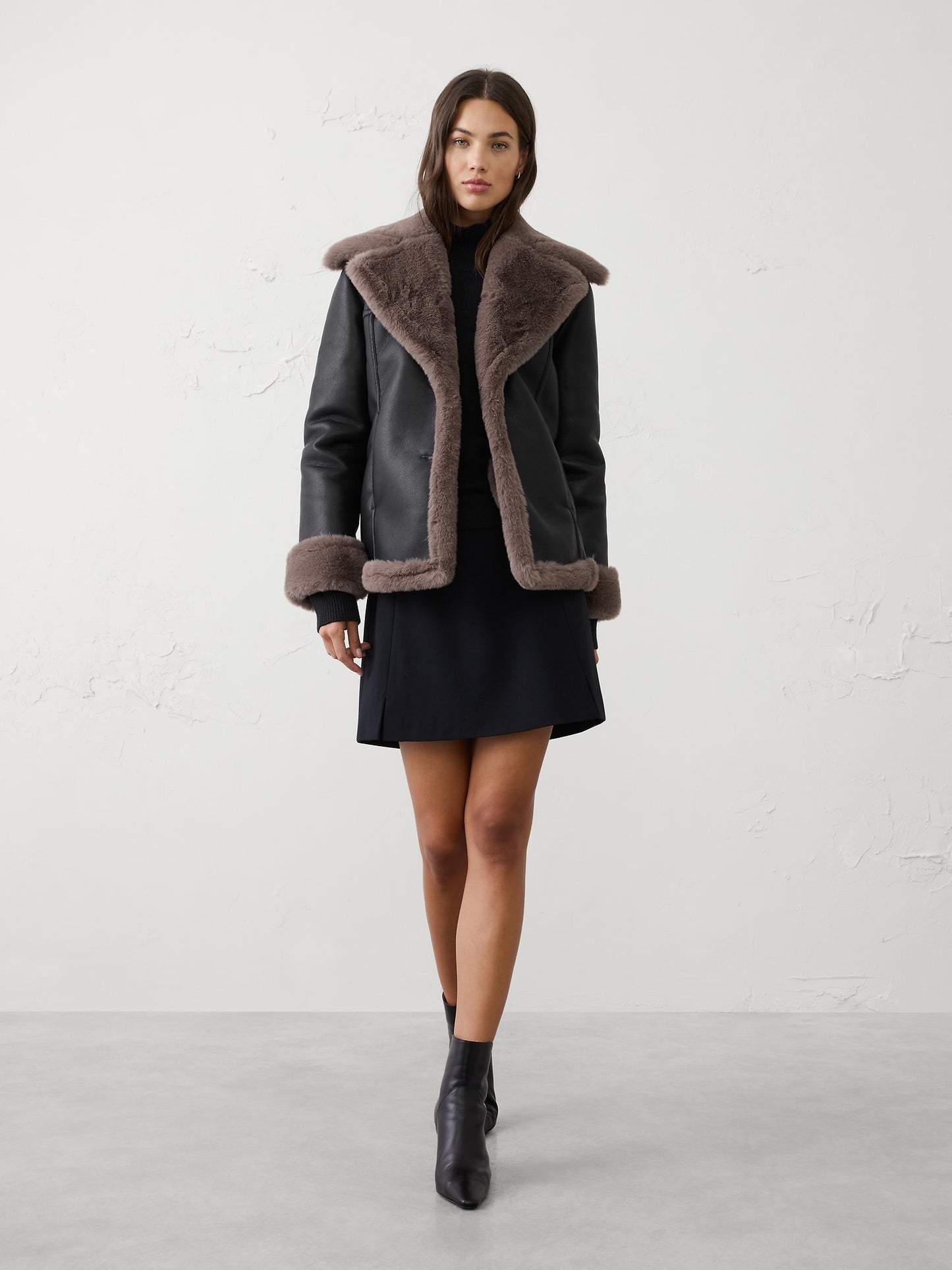 Vegan Leather and Faux Fur Jacket