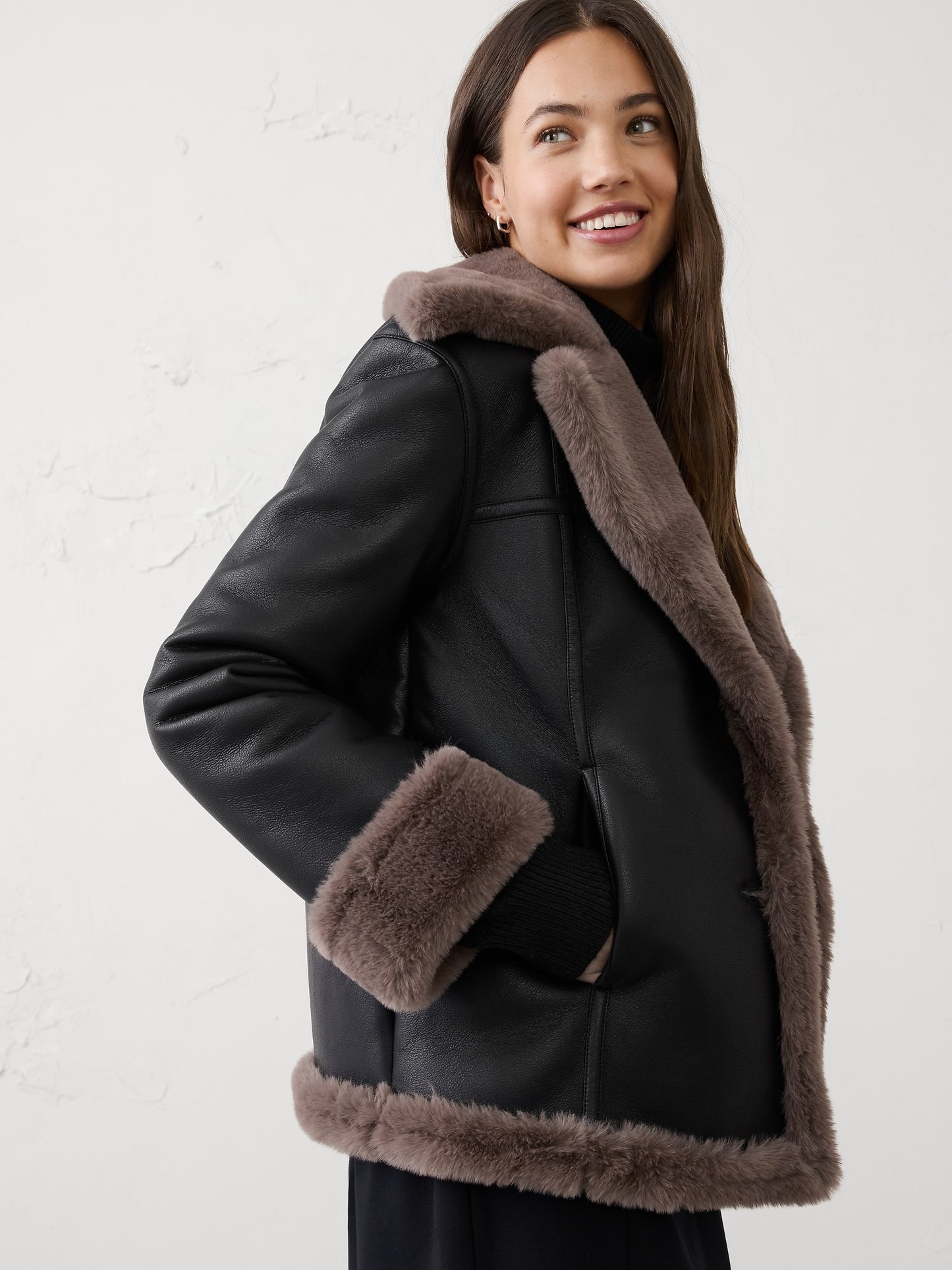 Vegan Leather and Faux Fur Jacket