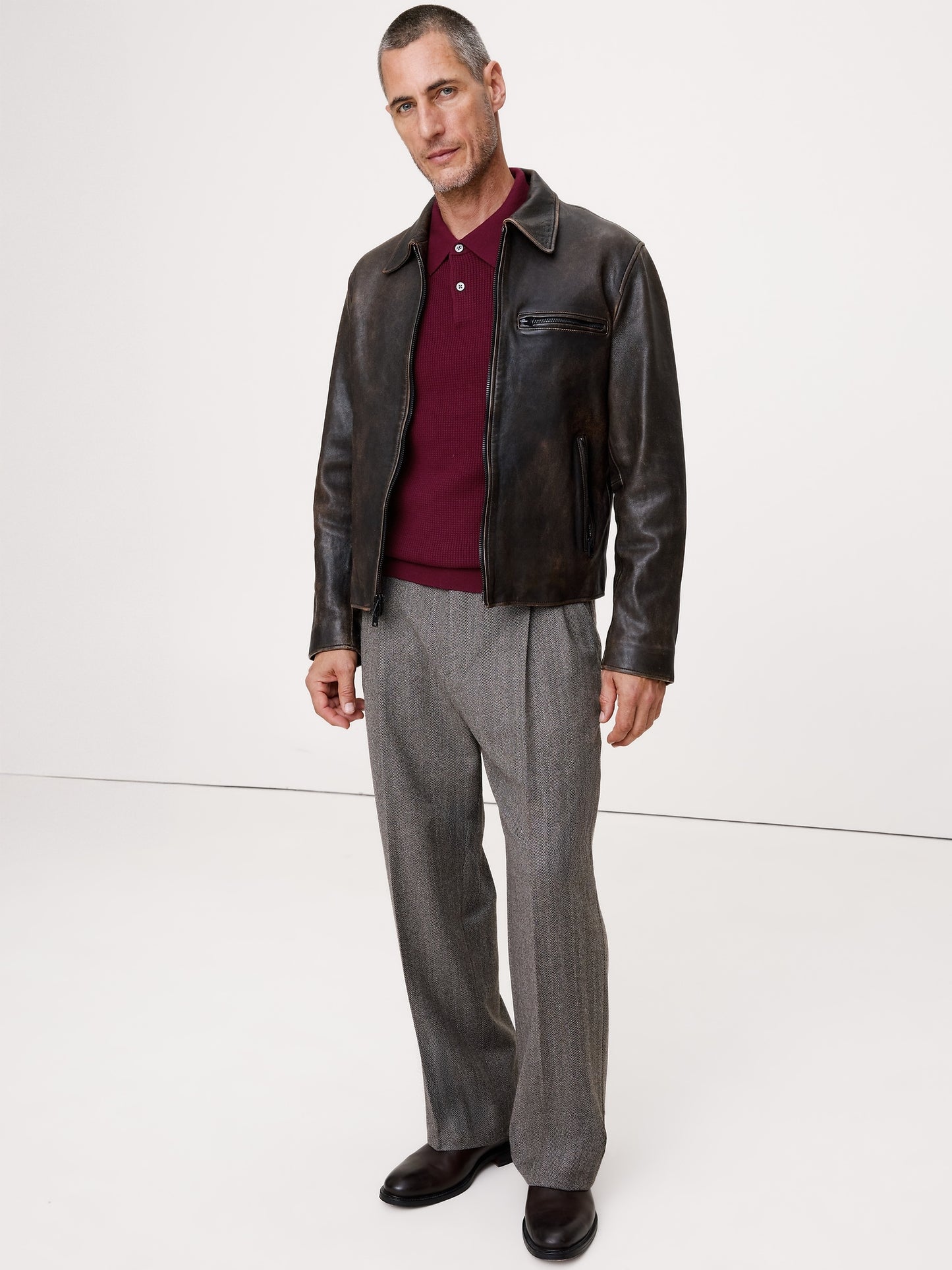 Merino Waffle-Knit Sweater Polo