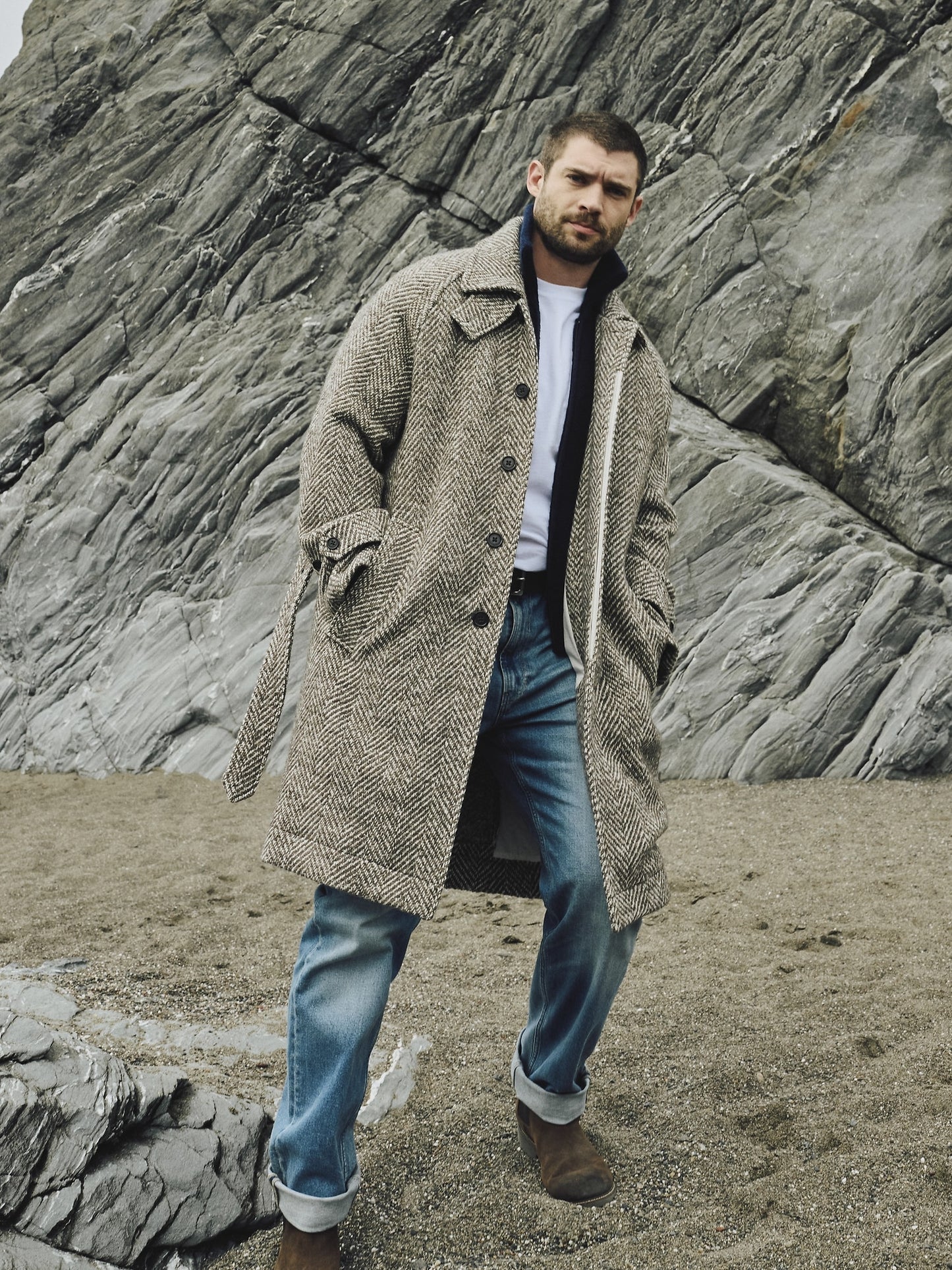 Italian Merino-Blend Ribbed Sweater Jacket