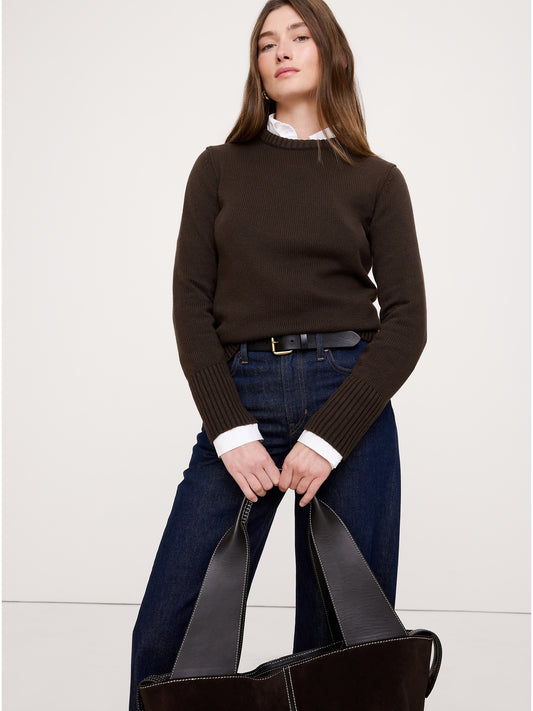 Cotton-Silk Crew-Neck Sweater