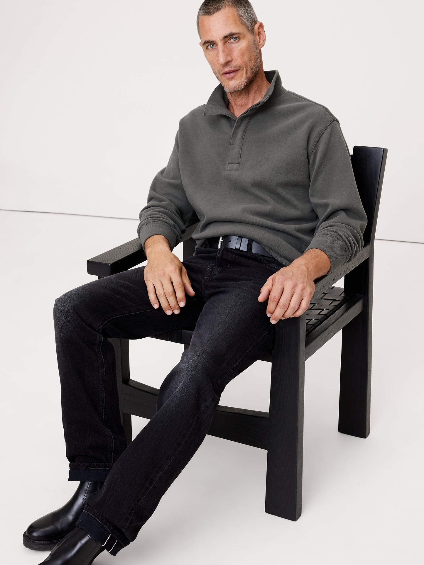 Double-Knit Mock-Neck Sweatshirt