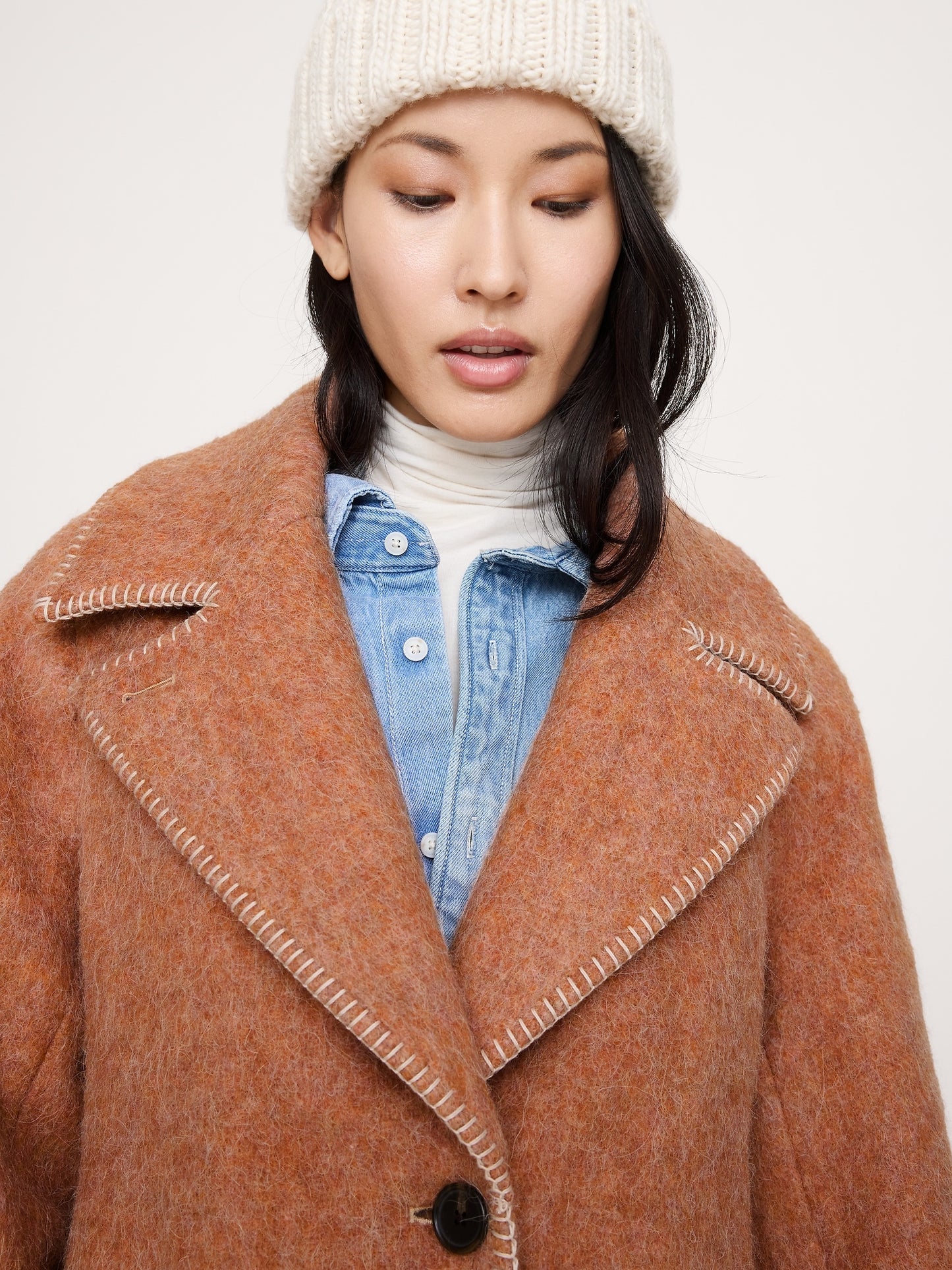 Fuzzy Italian Wool-Blend Top Coat