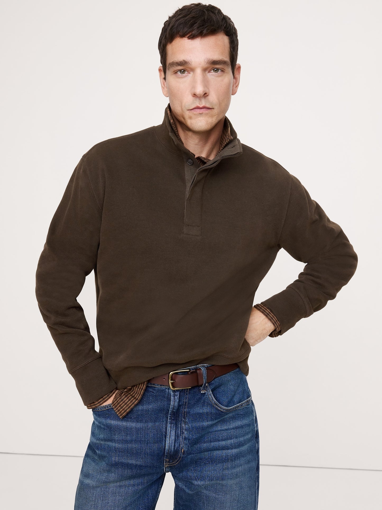 Double-Knit Mock-Neck Sweatshirt