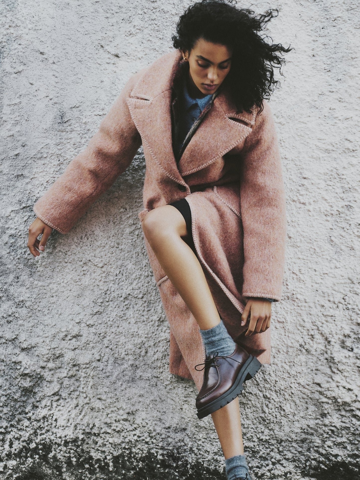 Fuzzy Italian Wool-Blend Top Coat