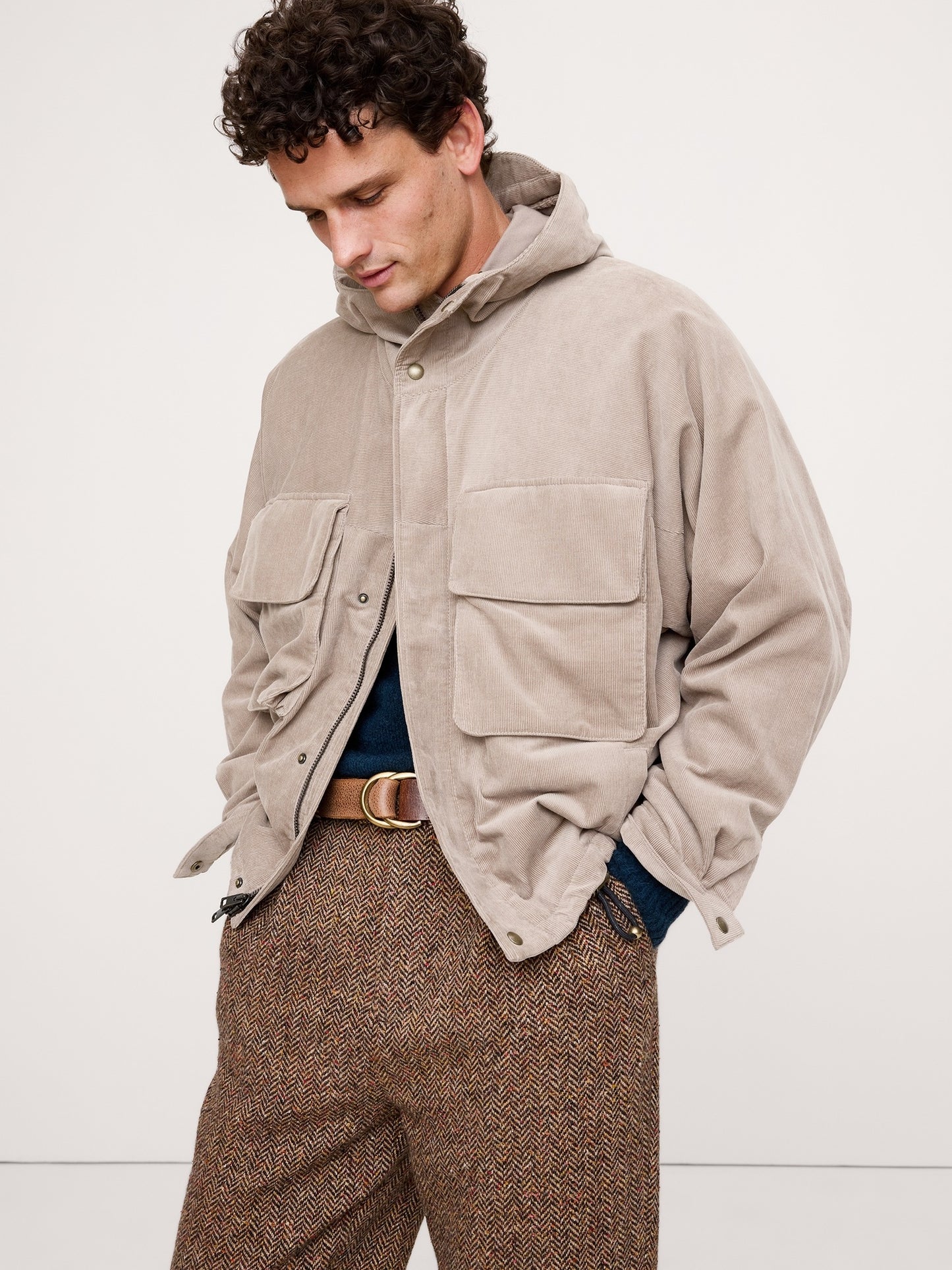 Loose-Fit Corduroy Utility Jacket