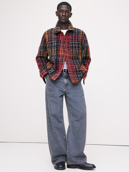 Plaid Bouclé Shirt Jacket