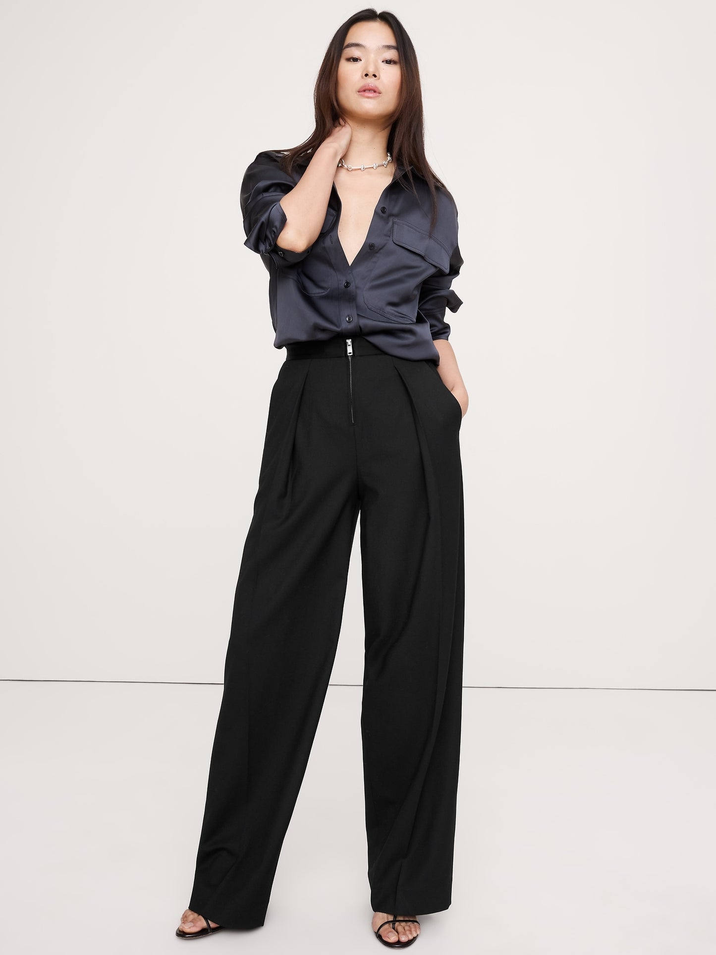 High-Rise Wide-Leg Tuxedo Pant